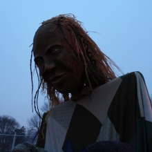 Giant puppets, a staple at the Madison Solstice events, were looming over the crowed during the 2015 Winter Solstice celebration at Olbrich Park on December 22, 2015.