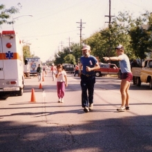 The Willy Street Fair Fun Run came and went over the years. Richard Guyot (left) and his daughter Samira finish strong in 1985. Courtesy: Fareed Guyot