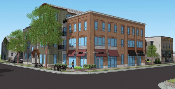 Developer Louis Fortis is seeking to build a four-story mixed-used building at the corner of Paterson and Willy Streets. Courtesy: Knothe-Bruce Architects