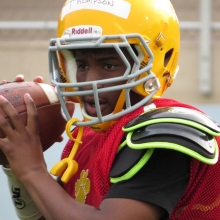 Datrell Thompson is on JV this year but is already turning heads with his abilities at quarterback and running back. East High School Football returns to Breese Stevens Field, absent since 1975, with a scrimmage on August 8, 2015.