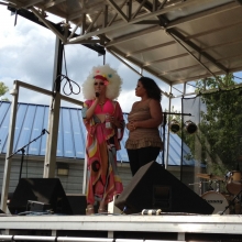 A Karaoke contest entitled Start Fruit Idol was held and included some very talented entrants like Jasmine (left) who speaks with host Miss Divina Double D de Ville.