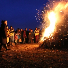 The Solstice bonfire gathers momentum during the 2015 Winter Solstice celebration at Olbrich Park on December 22, 2015.