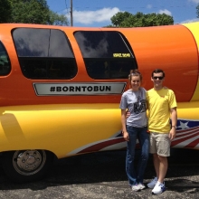 Oscar Mayer Hotdoggers Attadog Alex Connett (left) and Sizzlin' Stephen Hays. Connett is from Georgia and attended the University of Texas at Austin. 