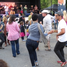 Dancers sway to day's final act, Madisalsa at the Willy Street Fair, September 14, 2014.