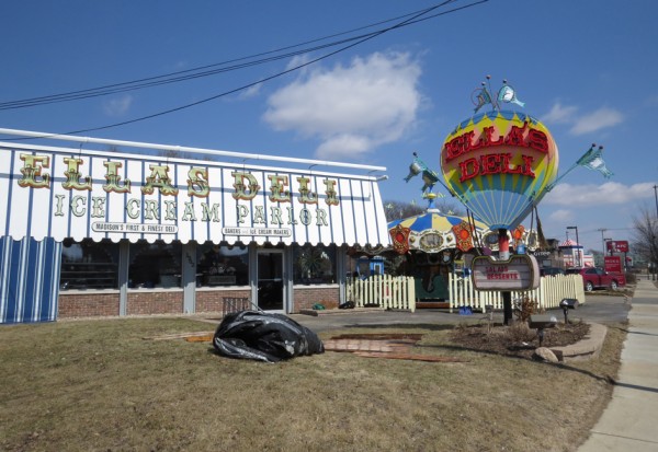 First tangible sign of spring? Ella's 1927 Parker Carousel is being prepared for the season.